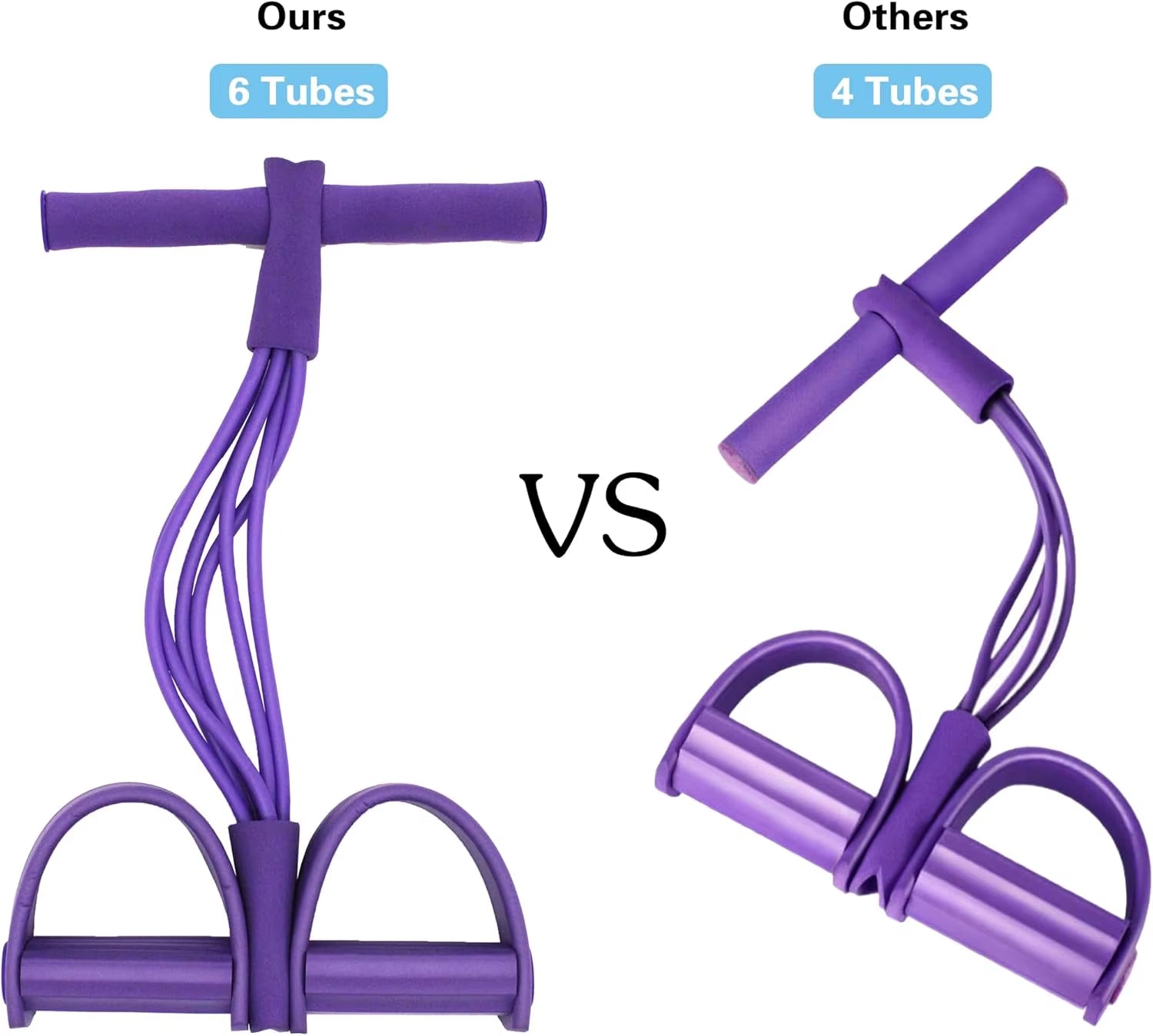 Puller Resistance Bands, 6 Tubes Elastic Yoga Pedal Puller Resistance Bands for Abdominal Waist Arm Leg Stretching Slimming Trai