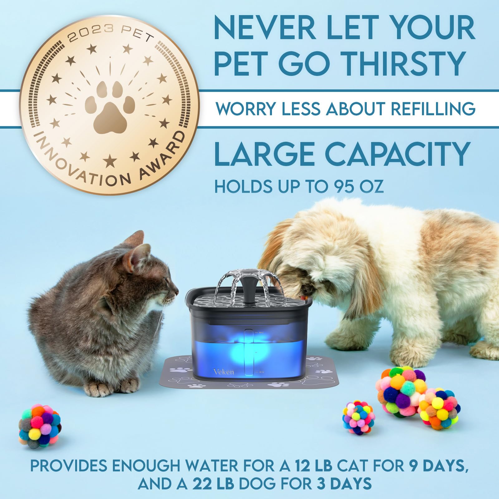 Automatic Cat Water Fountain 2.5L – Flowing Filtered Water to Support Healthier Hydration