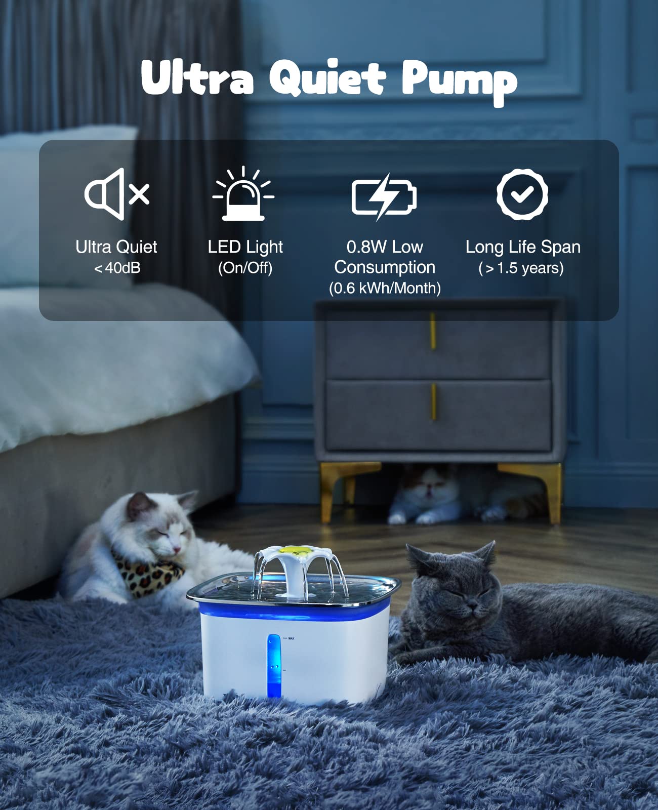 Automatic Cat Water Fountain 2.5L – Flowing Filtered Water to Support Healthier Hydration