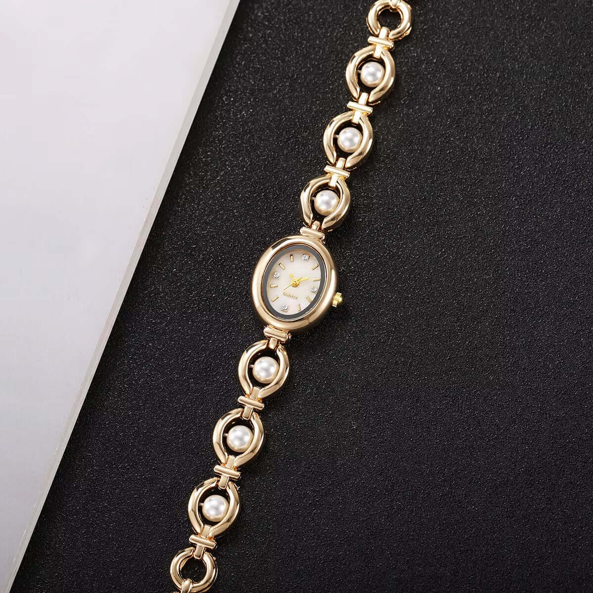 Elegant Pearl Bracelet Women Quartz Wristwatch Fashion Diamond Ladies Watches Reloj Mujer (Without Box)