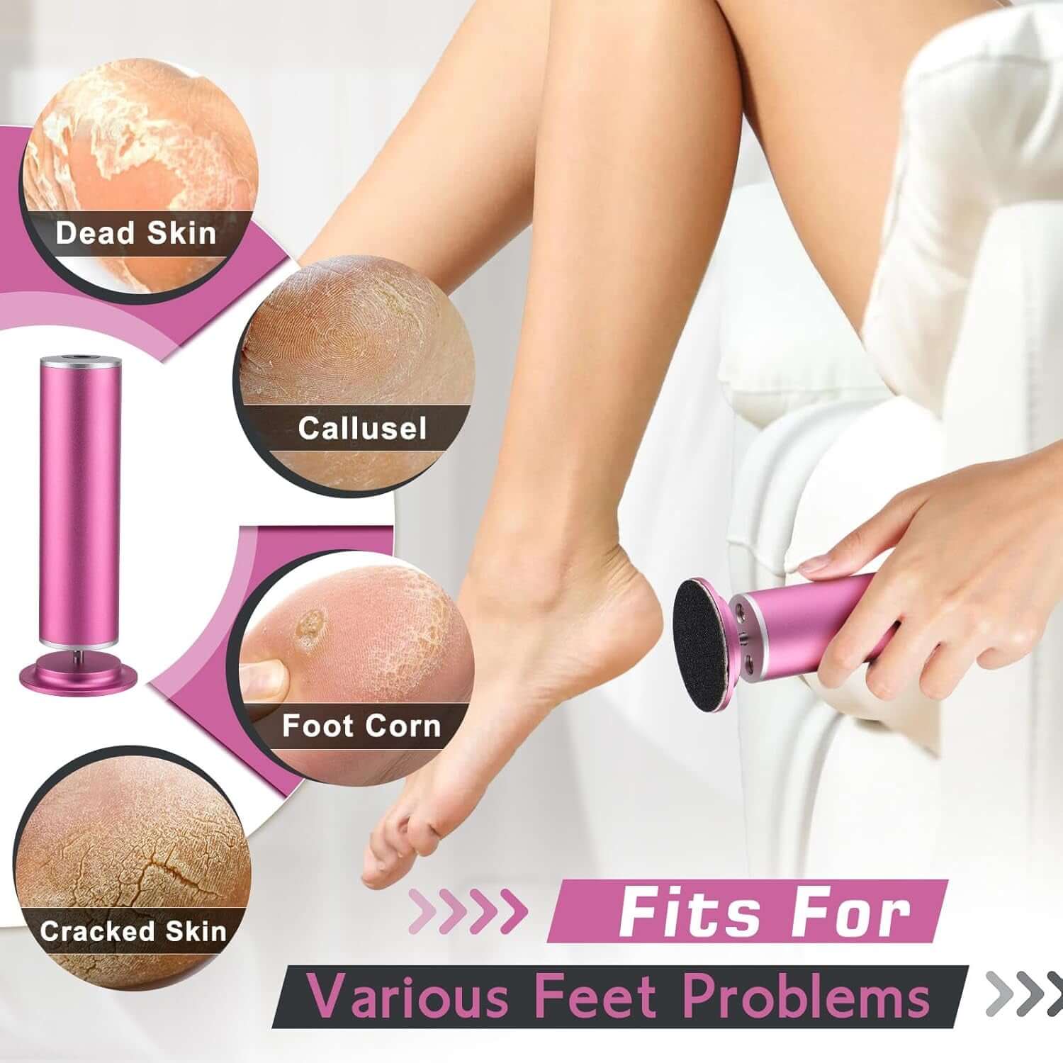 Electric Callus Remover, Foot Nail File Grinder Tool with Speed Controller and 60PCS Replacement Sandpaper Disk, Pedicure Tool Feet Scrubber for Dead Dry Crack Skin Calluses
