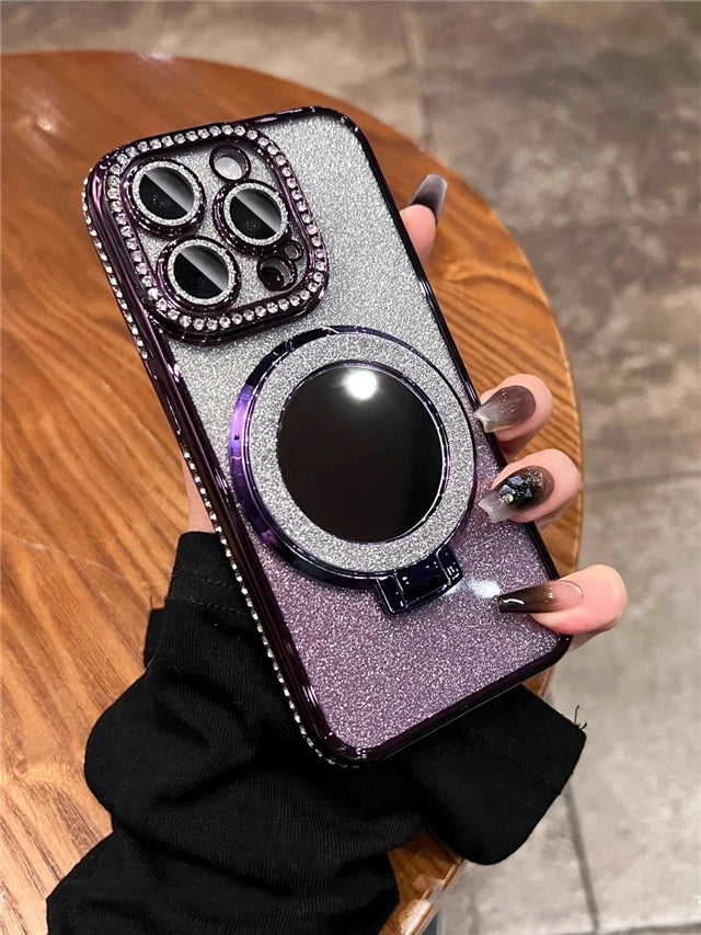 LuxeGlow Mirror MagSafe Glitter Case