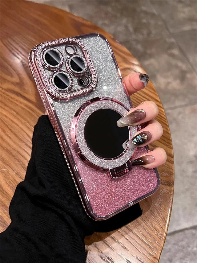 LuxeGlow Mirror MagSafe Glitter Case