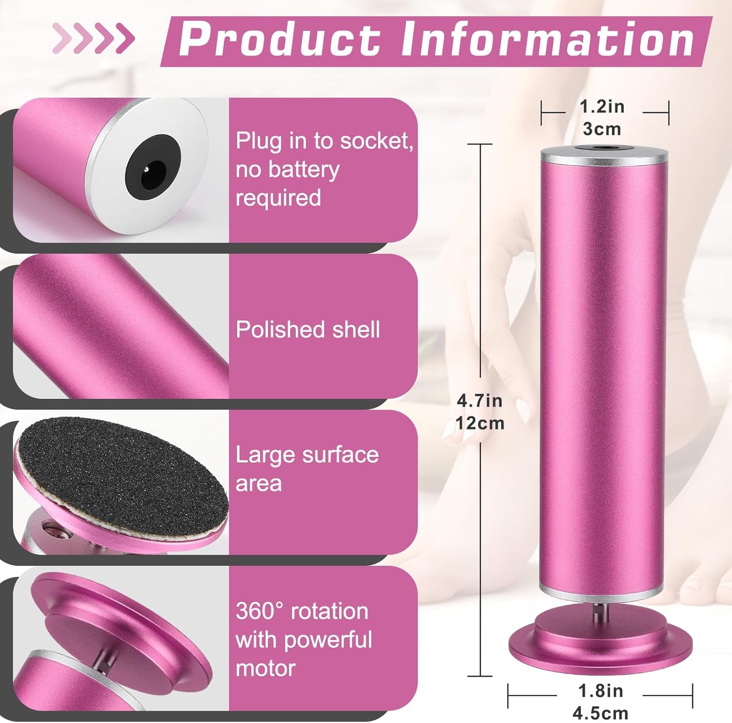 Electric Callus Remover, Foot Nail File Grinder Tool with Speed Controller and 60PCS Replacement Sandpaper Disk, Pedicure Tool Feet Scrubber for Dead Dry Crack Skin Calluses