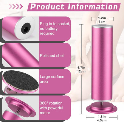 Electric Callus Remover, Foot Nail File Grinder Tool with Speed Controller and 60PCS Replacement Sandpaper Disk, Pedicure Tool Feet Scrubber for Dead Dry Crack Skin Calluses