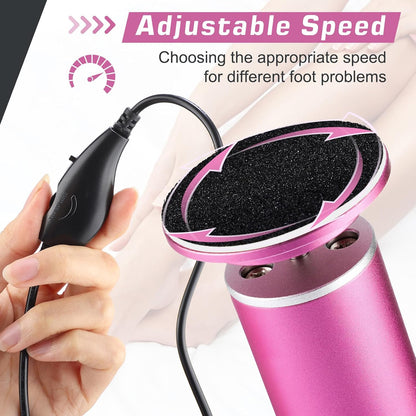 Electric Callus Remover, Foot Nail File Grinder Tool with Speed Controller and 60PCS Replacement Sandpaper Disk, Pedicure Tool Feet Scrubber for Dead Dry Crack Skin Calluses
