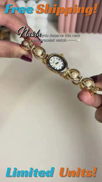 Elegante reloj de pulsera de perlas de cuarzo